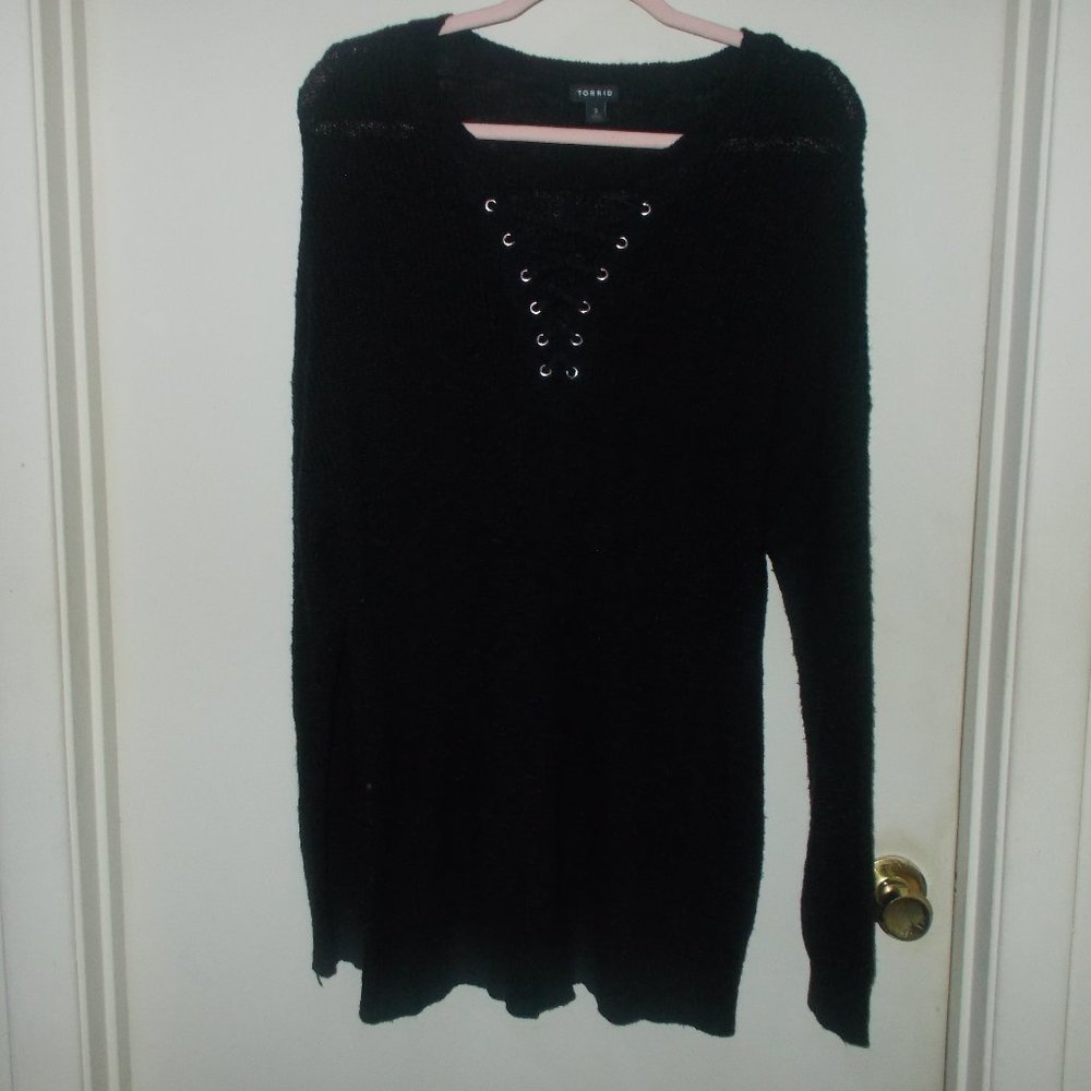 Torrid Lace Up Sweater Black Size 3 (3X)